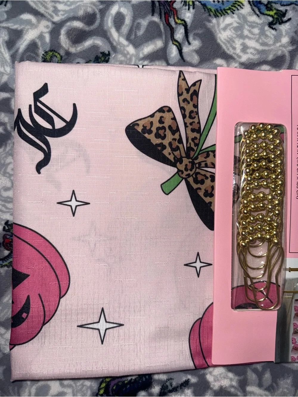 Juicy Couture Pink Pumpkin Graphic Shower Curtain
